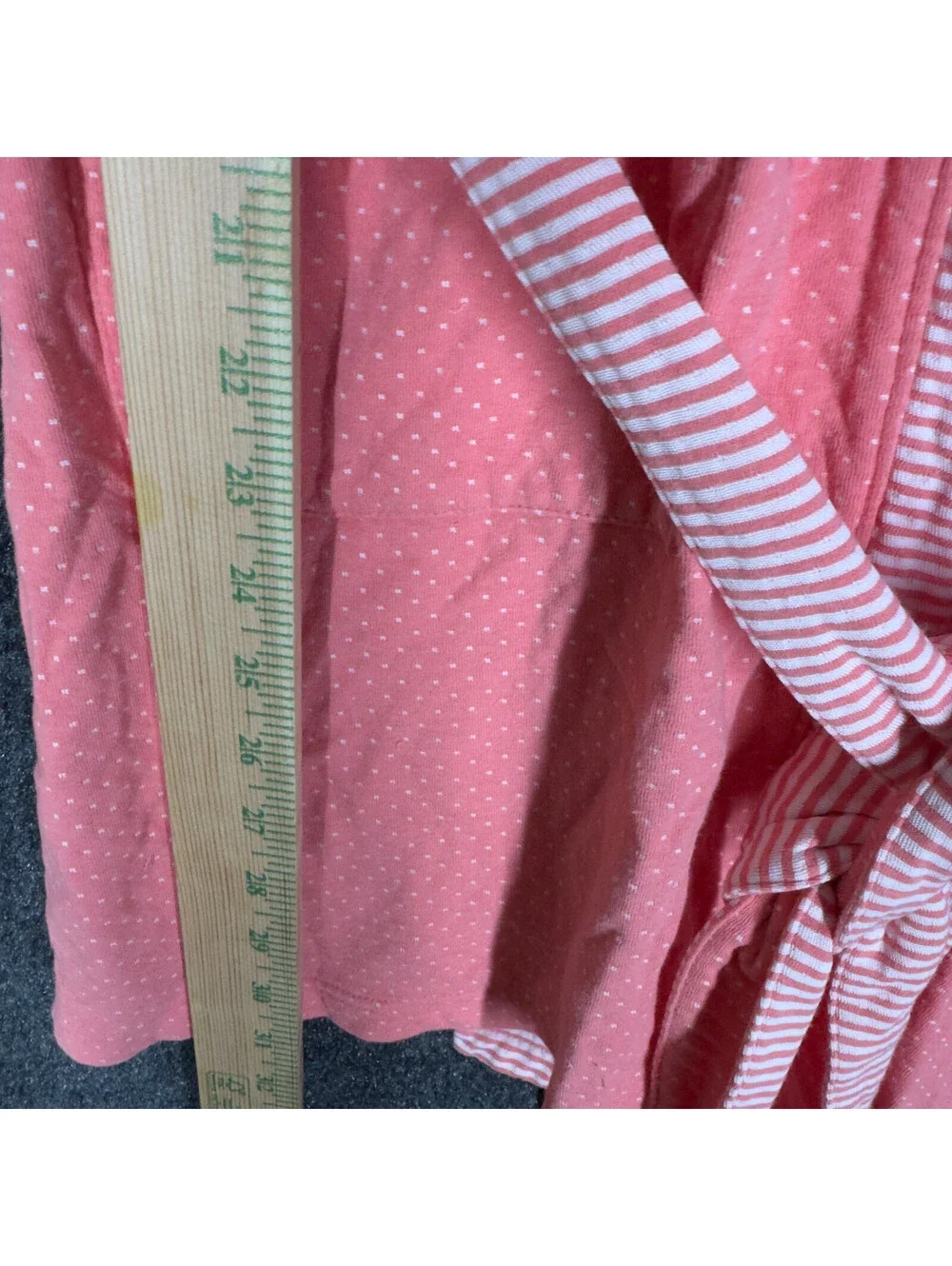 Charter Club Robe Women XS Pink Polka Dot Open Front 3/4 Sleeve Belted Pockets